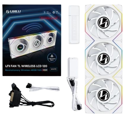 Lian Li UNI FAN TL Wireless LCD Ventilatore 120mm ARGB PWM Kit da 3 Bianco