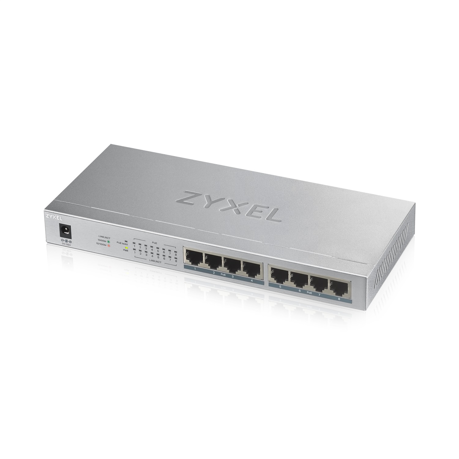 Zyxel GS1008HP Switch Unmanaged 8 Porte Gigabit Ethernet (10/100/1000) con 8 Porte PoE e Potenza Totale di 60W, Chassis in Metallo