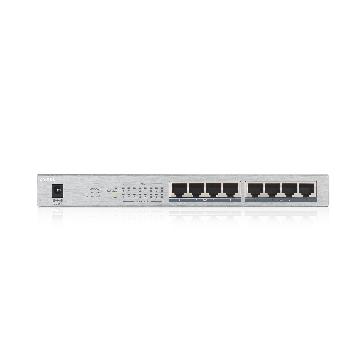 Zyxel GS1008HP Switch Unmanaged 8 Porte Gigabit Ethernet (10/100/1000) con 8 Porte PoE e Potenza Totale di 60W, Chassis in Metallo