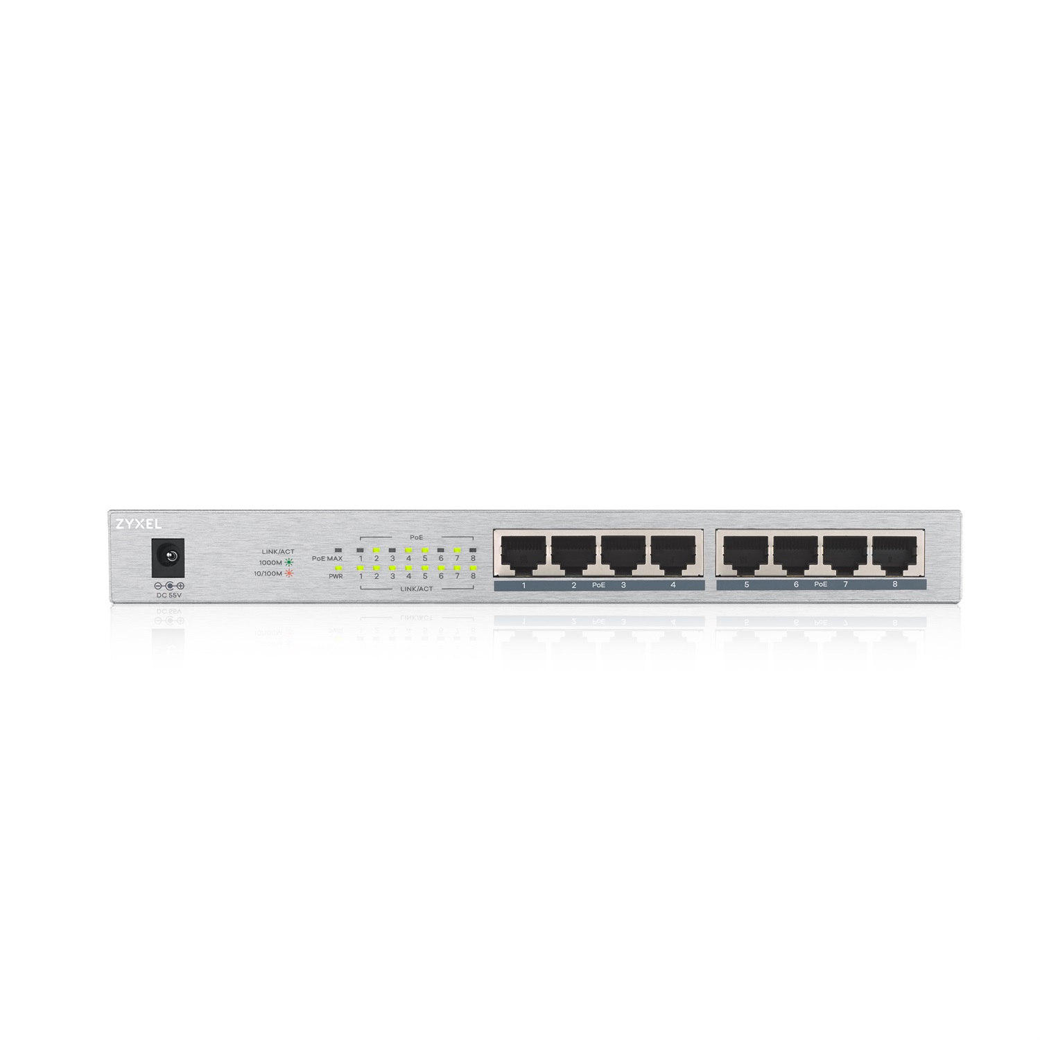 Zyxel GS1008HP Switch Unmanaged 8 Porte Gigabit Ethernet (10/100/1000) con 8 Porte PoE e Potenza Totale di 60W, Chassis in Metallo