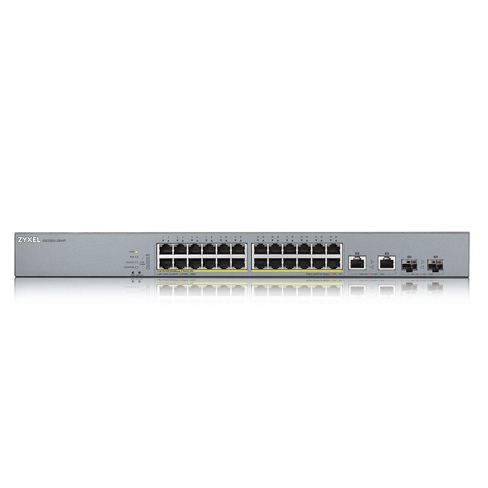 Zyxel GS1350-26HP-EU0101F Switch di Rete Gestito L2 24 Porte Gigabit Ethernet (10/100/1000) con Supporto Power over Ethernet (PoE) e Capacità di Commutazione 52 Gbit/s - Grigio