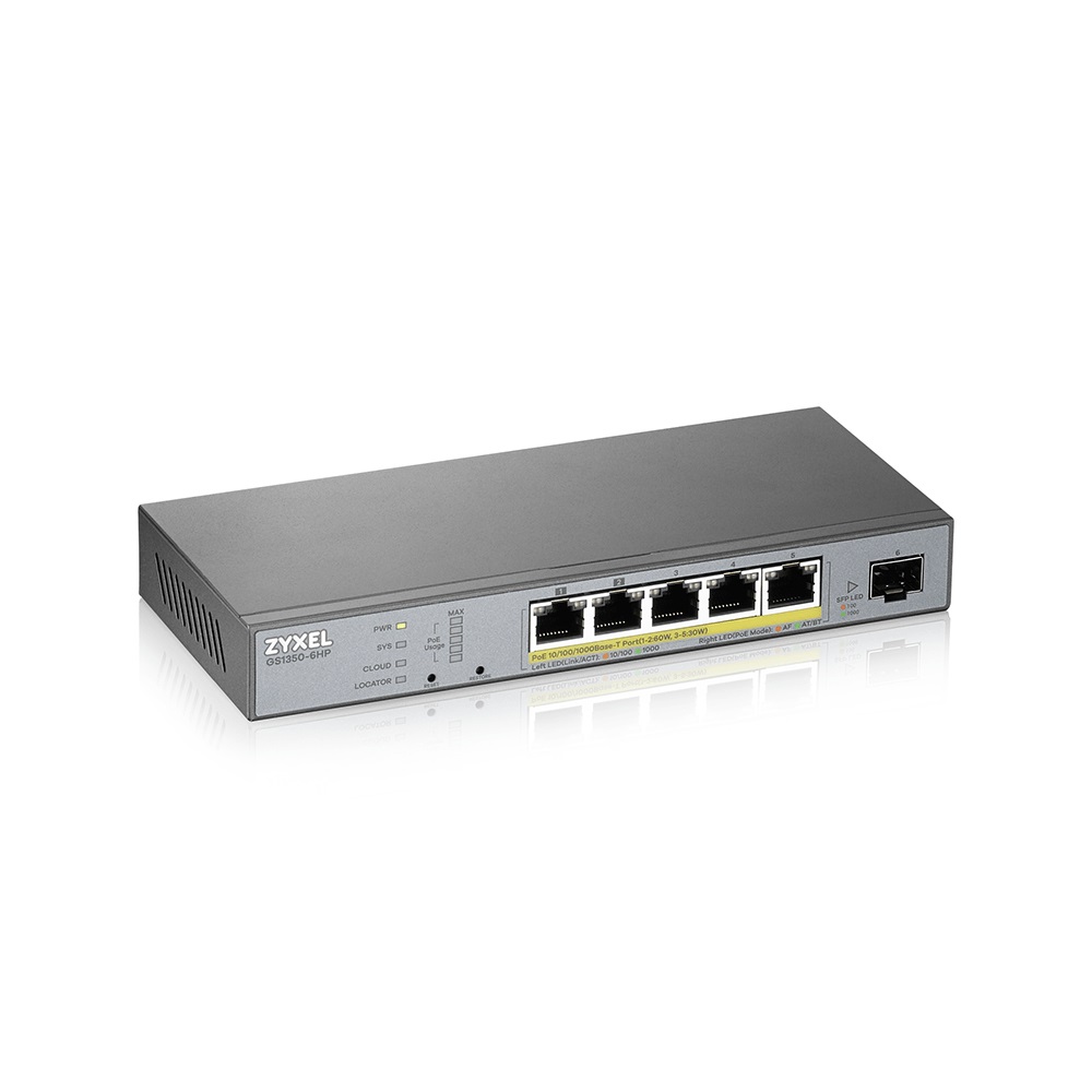 Zyxel GS1350-6HP-EU0101F Switch di Rete Gestito L2 Gigabit Ethernet (10/100/1000) con 5 Porte RJ-45 e Supporto Power over Ethernet (PoE ) 60W