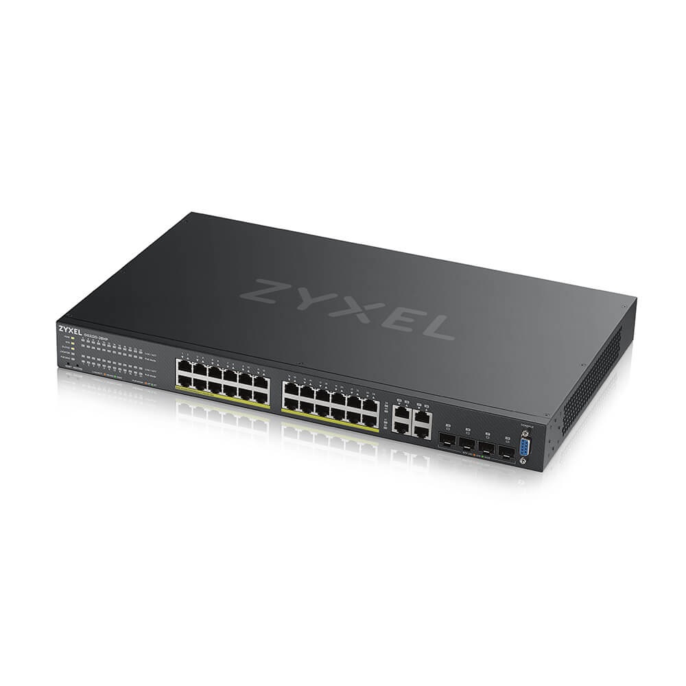 Zyxel GS2220-28HP-EU0101F Switch di Rete Gestito L2 con 24 Porte Gigabit Ethernet (10/100/1000), 4 Porte Combo, Supporto Power over Ethernet (PoE) fino a 375W, Montaggio Rack