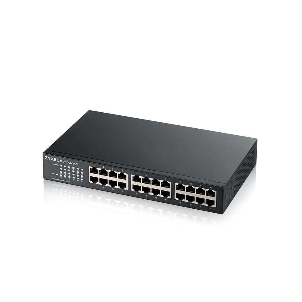 Zyxel GS1100-24E Switch Unmanaged 24 Porte Gigabit Ethernet (10/100/1000) Design Senza Ventole Montaggio Rack/Nero