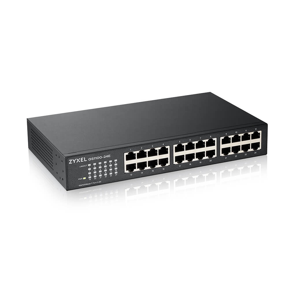 Zyxel GS1100-24E Switch Unmanaged 24 Porte Gigabit Ethernet (10/100/1000) Design Senza Ventole Montaggio Rack/Nero