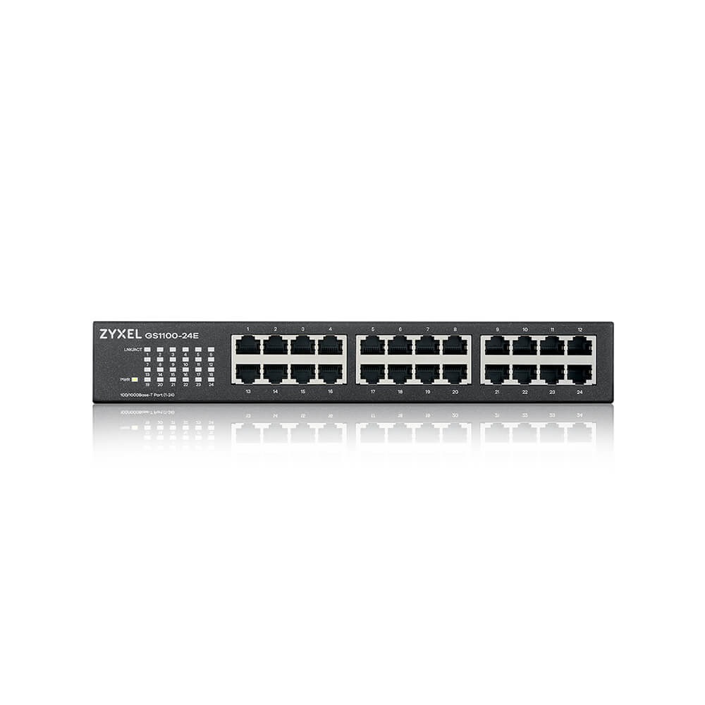 Zyxel GS1100-24E Switch Unmanaged 24 Porte Gigabit Ethernet (10/100/1000) Design Senza Ventole Montaggio Rack/Nero