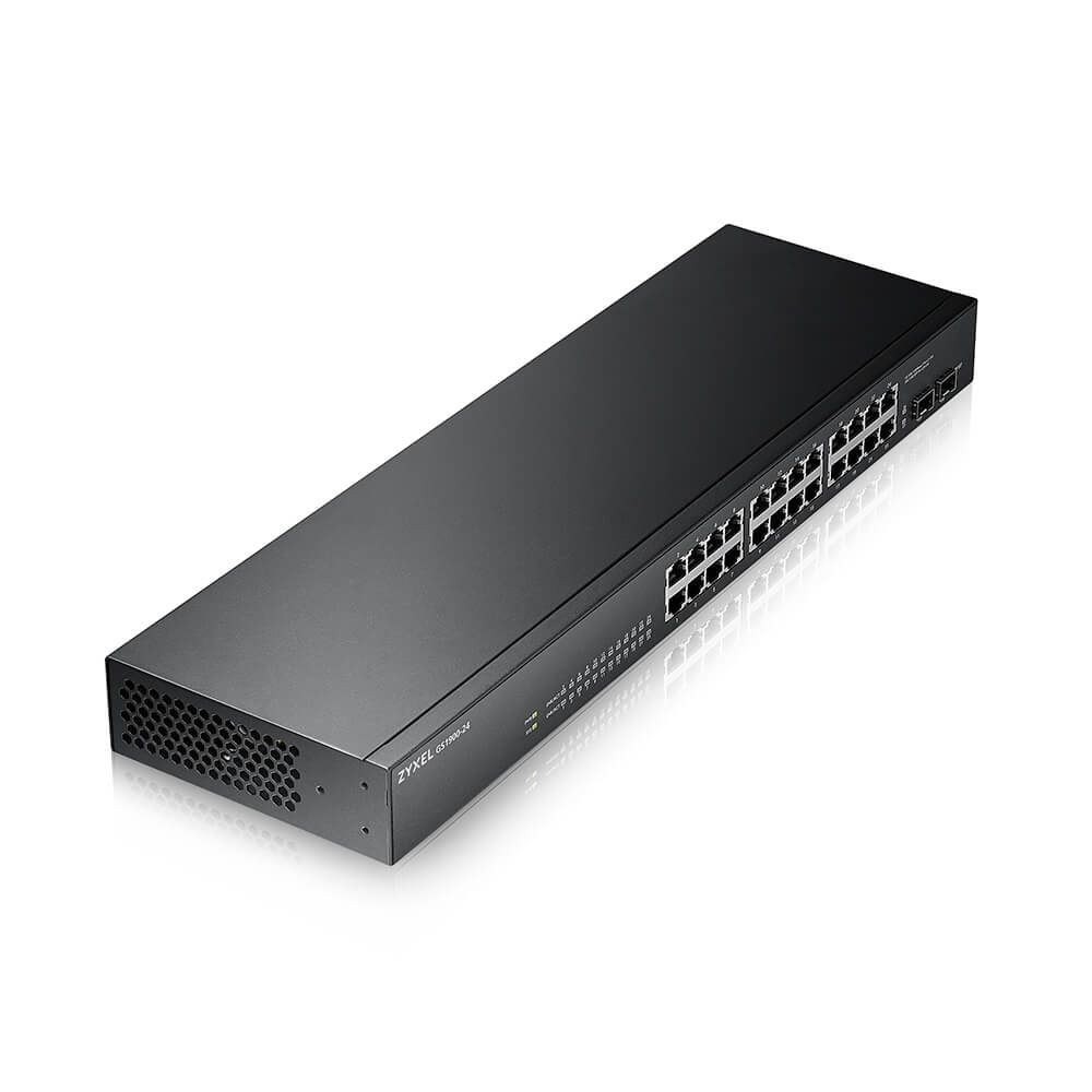Zyxel GS-1900-24 v2 Switch Gestito L2 24 Porte Gigabit Ethernet (10/100/1000) Montaggio Rack 1U Nero - Design Senza Ventola, Supporto VLAN, IGMP e QoS