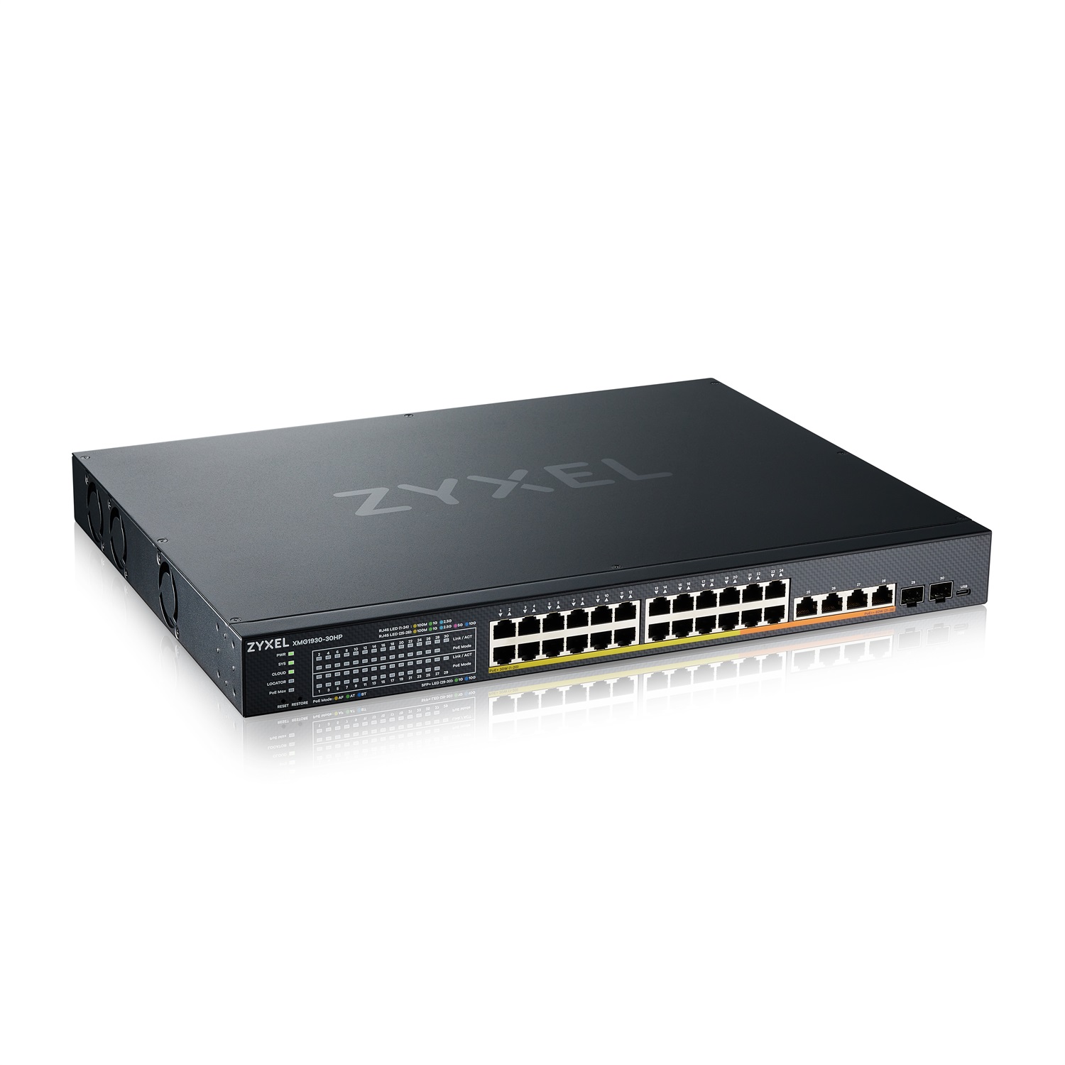Zyxel XMG1930-30HP Switch Gestito L3 24 Porte 2.5G Ethernet (100/1000/2500) con Supporto Power over Ethernet (PoE) e 6 Porte 10G Uplink - Montaggio Rack 1U - Nero