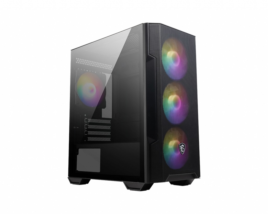 MSI MAG FORGE M100R Midi Tower - Case per PC Nero e Trasparente con Vetro Temperato, Ventole ARGB e Filtro Antipolvere Magnetico