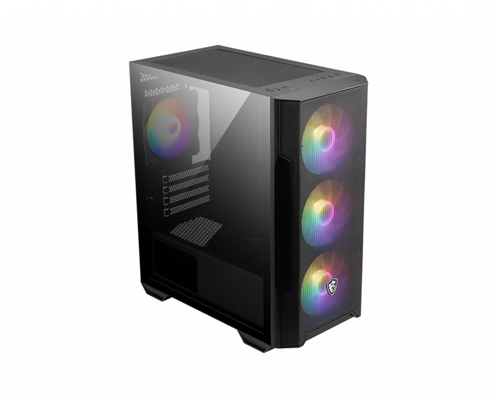 MSI MAG FORGE M100R Midi Tower - Case per PC Nero e Trasparente con Vetro Temperato, Ventole ARGB e Filtro Antipolvere Magnetico