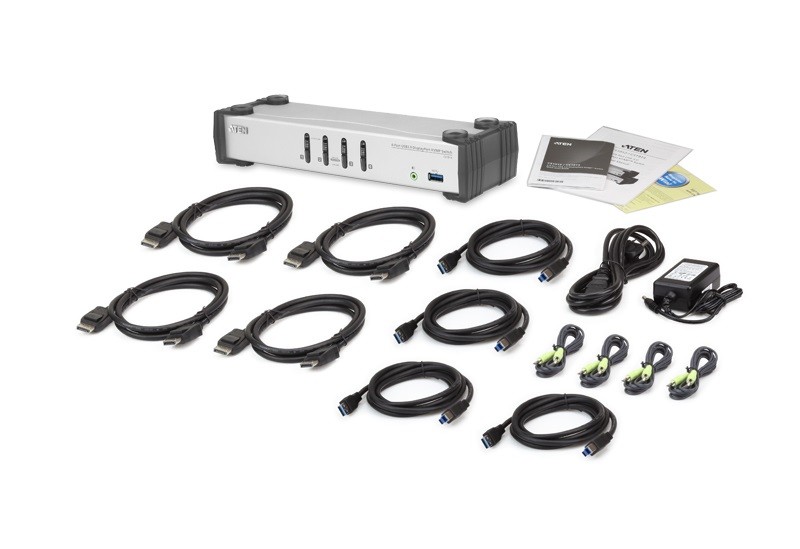 ATEN Switch DisplayPort KVMP™ USB 3.0 a 4 porte - Risoluzione 3840x2160, Cavi Inclusi