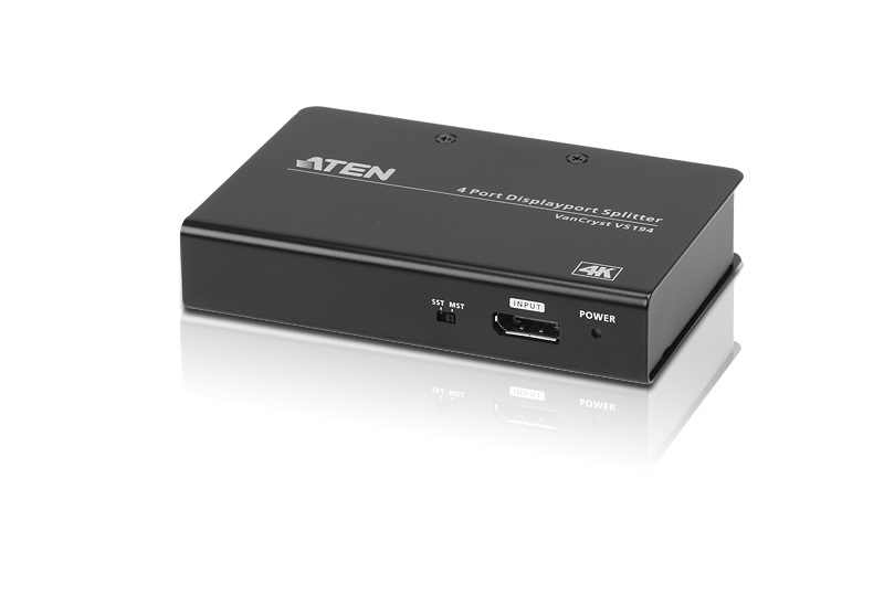 ATEN Splitter 4K DisplayPort a 4 porte VS194-AT-G - Risoluzione fino a 4096x2160, Supporto HDCP 1.3, Metallo