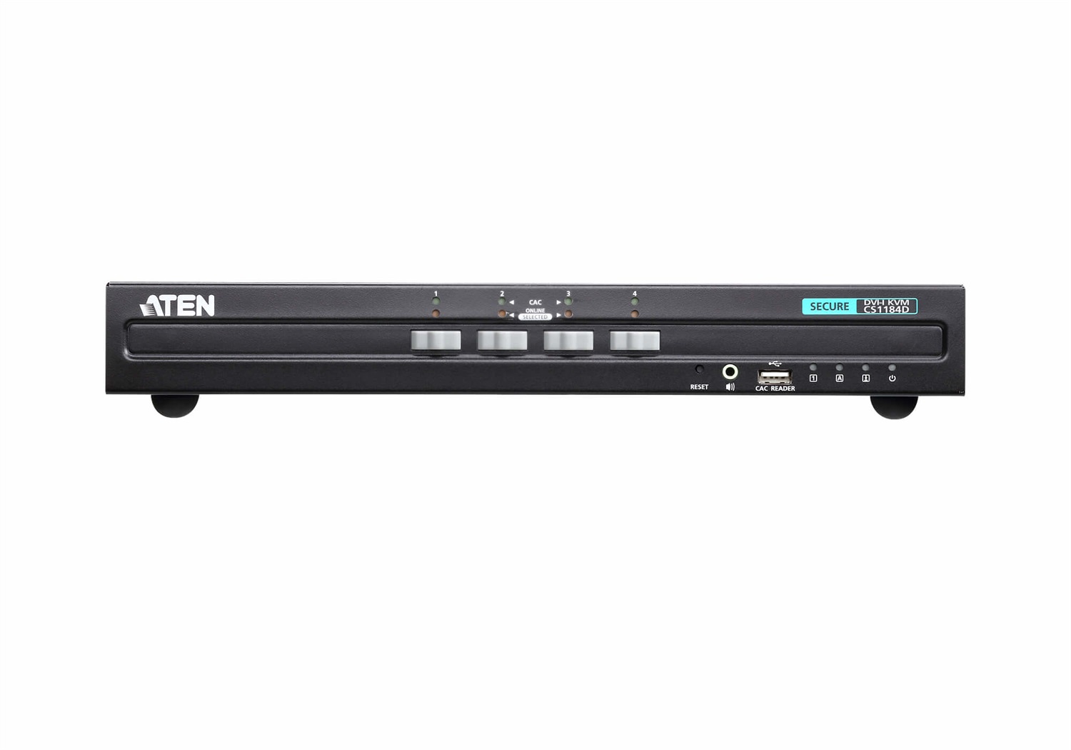 ATEN Switch KVM USB DVI Sicuro a 4 Porte - 4K Ultra HD, Risoluzione 3840 x 2160, Metallo, Nero