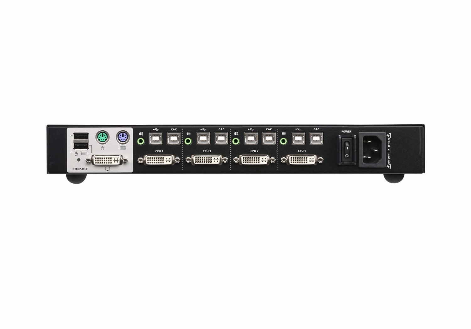 ATEN Switch KVM USB DVI Sicuro a 4 Porte - 4K Ultra HD, Risoluzione 3840 x 2160, Metallo, Nero
