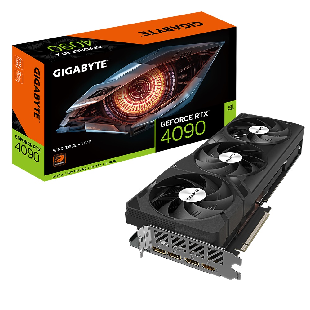 GIGABYTE GeForce RTX 4090 WINDFORCE V2 - 24 GB GDDR6X, PCI Express 4.0, 2520 MHz, 3 ventole di raffreddamento, HDMI 2.1a, DP 1.4, NVIDIA DLSS 3