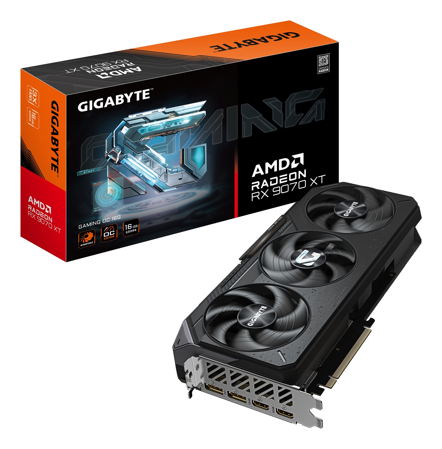 GIGABYTE Radeon RX 9070 XT GAMING OC 16G Scheda Grafica - 16 GB GDDR6, PCI-E 5.0, 256 bit, 3060 MHz, 2 x DisplayPort, 2 x HDMI, Raffreddamento WINDFORCE, Illuminazione RGB