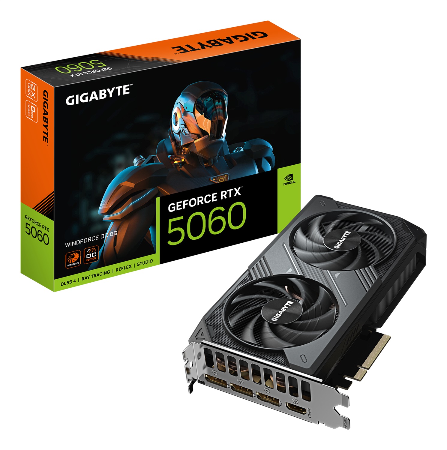 GIGABYTE GeForce RTX 5060 WINDFORCE OC 8GB GDDR7 - PCI-E 5.0, 128bit, 2512 MHz, 3 x DisplayPort, 1 x HDMI, Risoluzione 7680 x 4320