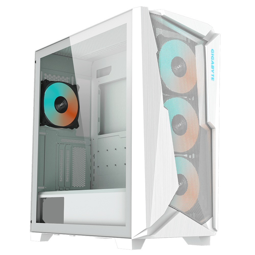 GIGABYTE C301GW V2 Computer Case Midi Tower Bianco con Vetro Temperato, Supporto ATX/EATX/microATX, Ventole RGB