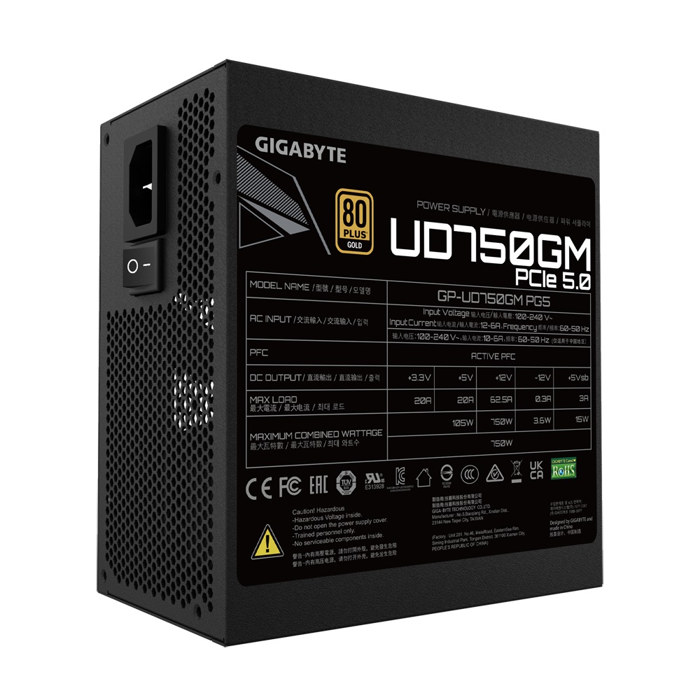 GIGABYTE UD750GM PG5 Alimentatore 750W 80 Plus Gold Modulare 20 4 pin ATX Nero