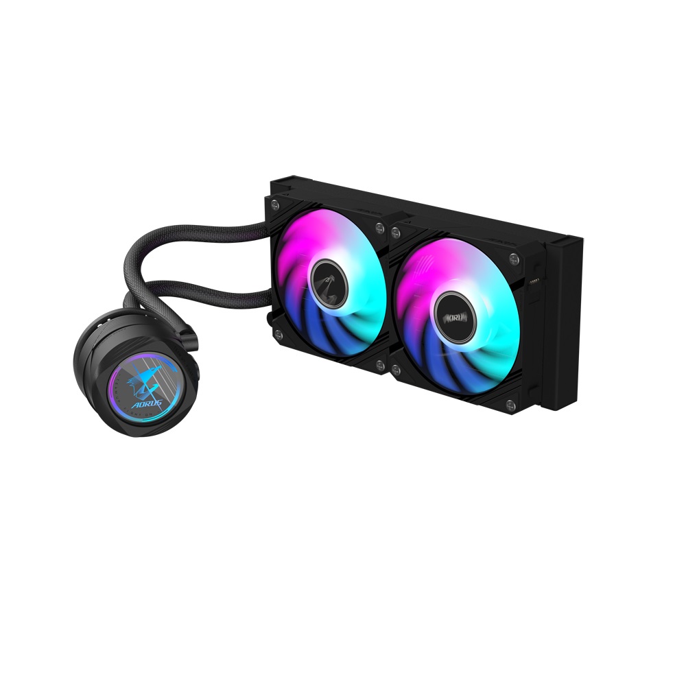 GIGABYTE AORUS WATERFORCE II 240 Raffreddamento a liquido AIO per CPU - 2x ventole ARGB da 120 mm, meccanismo di bloccaggio a scorrimento, DAISY-CHAIN, compatibile con Intel LGA 1700 e AMD AM5, flusso d'aria massimo 64,25 pdc/min