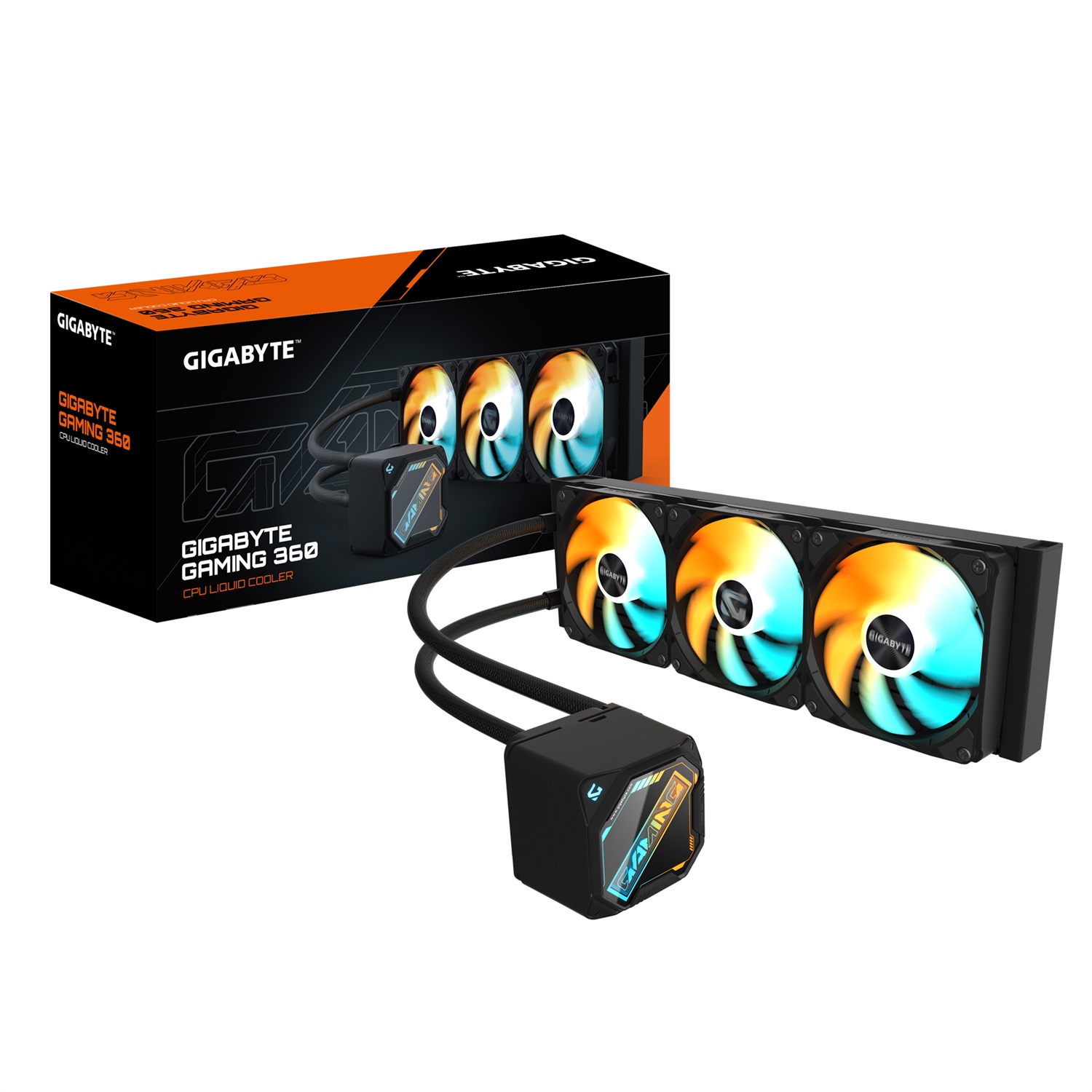 GIGABYTE GAMING 360 Raffreddamento Liquido per CPU - 360mm, 3x120 mm Ventole ARGB, Meccanismo di Bloccaggio a Scorrimento, DAISY-CHAIN, Compatibile con Intel LGA 1851 e AMD AM5, Nero