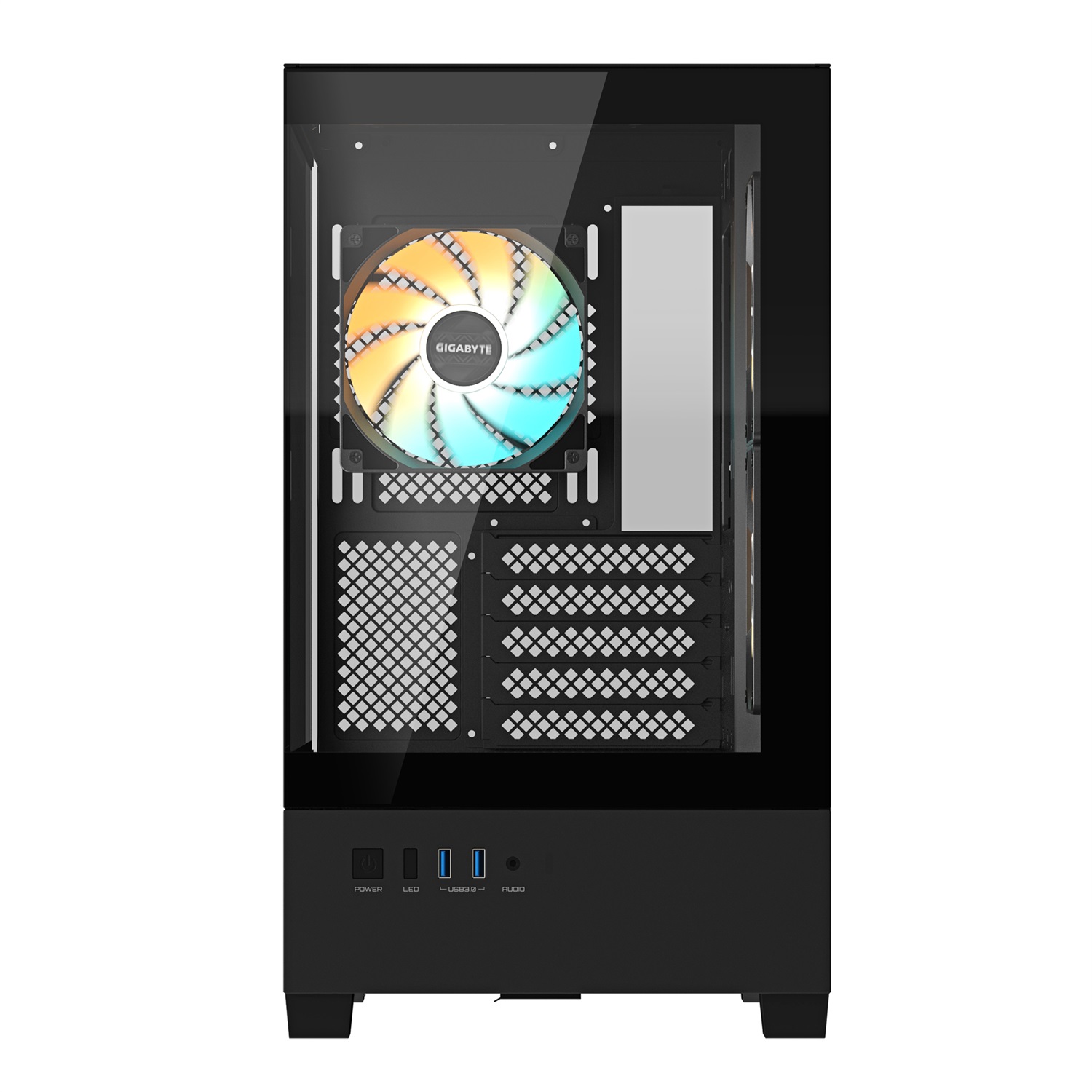 GIGABYTE C201 PANORAMIC Case per PC Mid Tower m-ATX con supporto per radiatore da 360 mm, 3 ventole preinstallate e USB 3.0