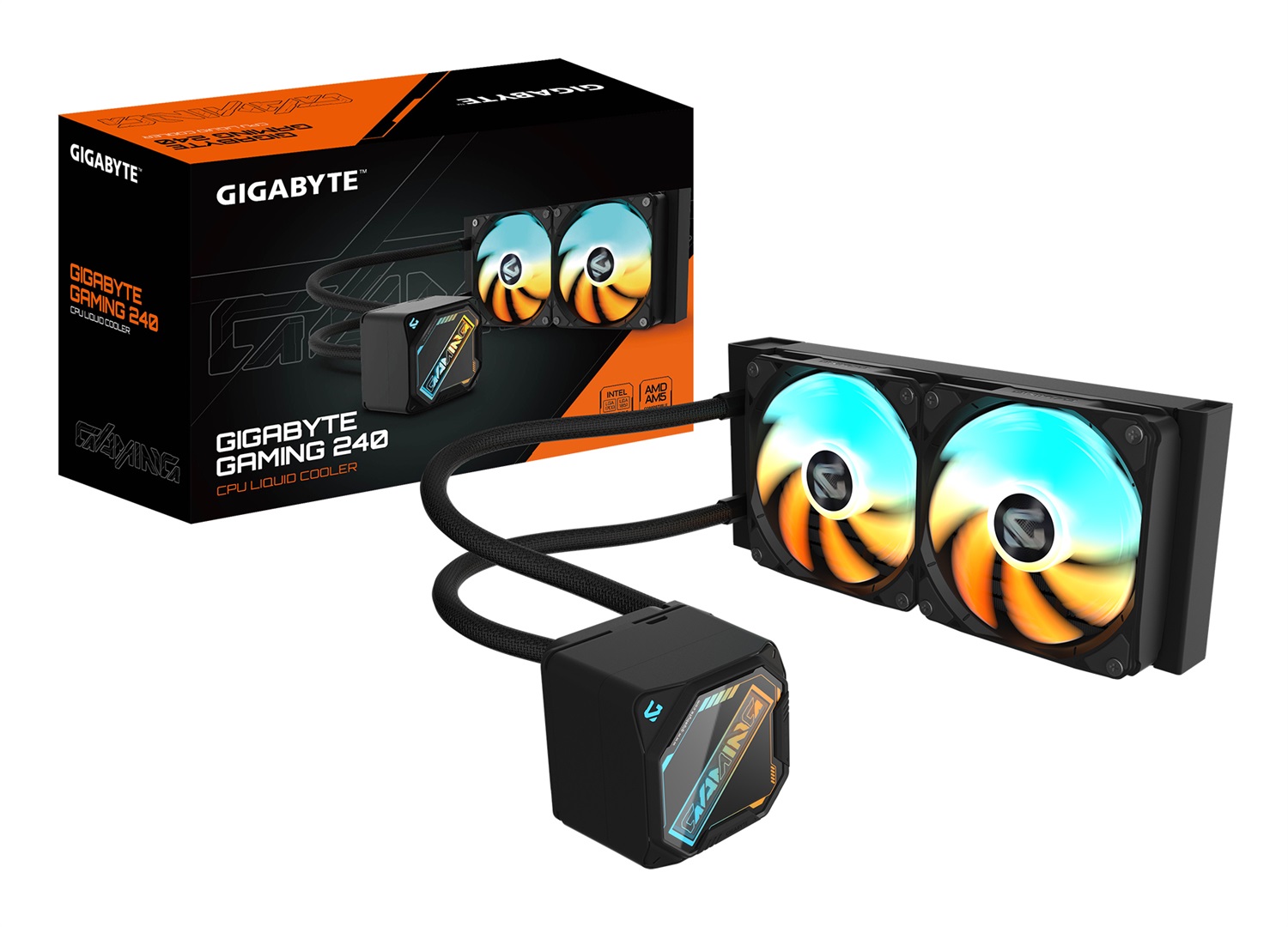 GIGABYTE GAMING 240 Dissipatore a Liquido per CPU - 2x120mm Ventole ARGB, meccanismo di bloccaggio a scorrimento, DAISY-CHAIN, Compatibile con Intel LGA 1851 e AMD AM5