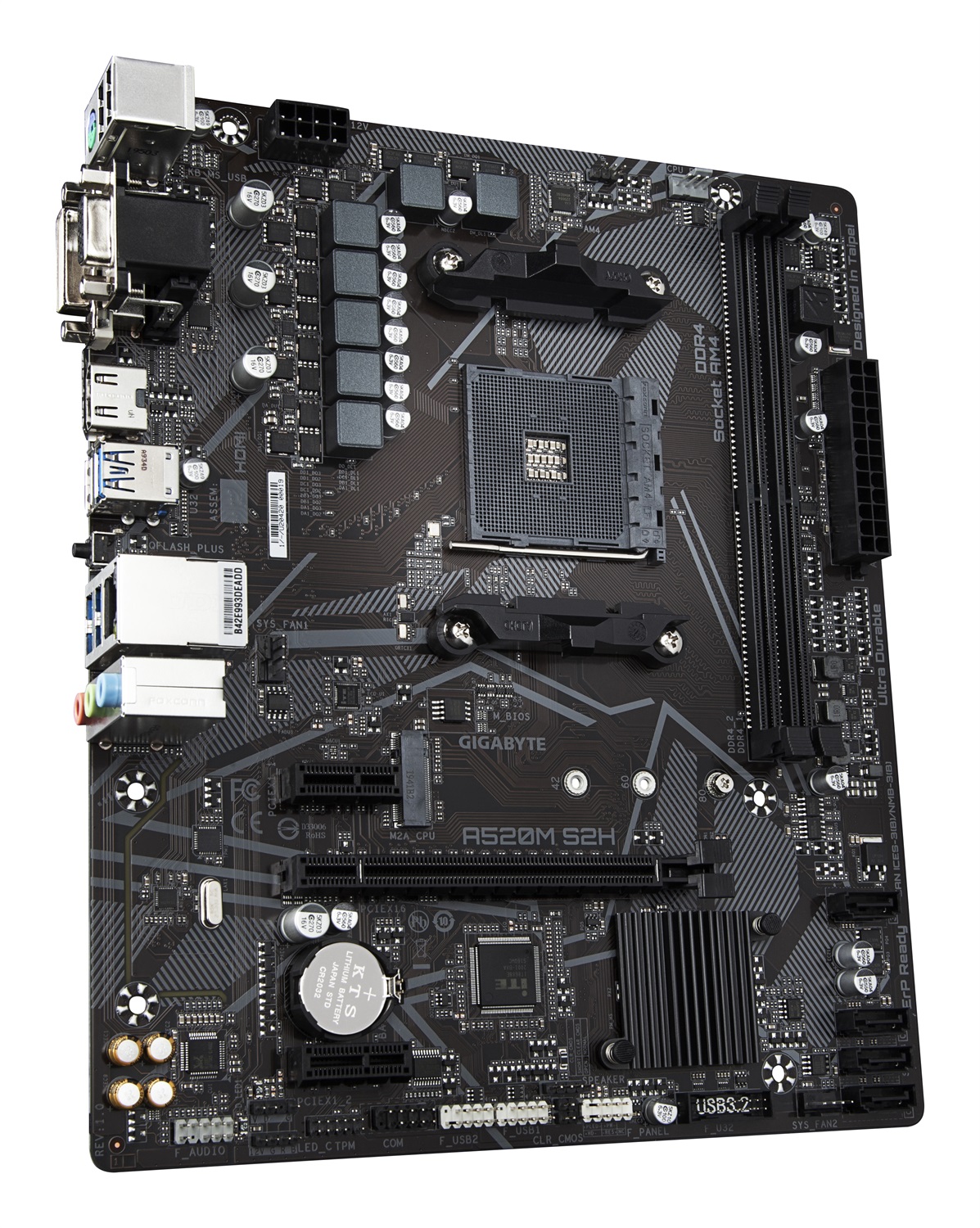 GIGABYTE A520M S2H Scheda madre micro ATX Socket AM4 - Supporta CPU AMD Ryzen serie 5000, VRM digitale 4 3 fasi, fino a 5100MHz DDR4 (OC), M.2 PCIe 3.0 x4, LAN GbE, USB 3.2 Gen 1