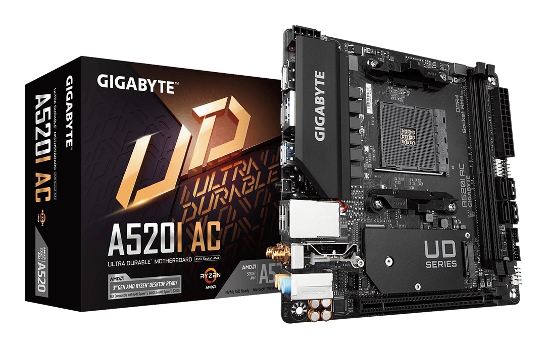 Gigabyte A520I AC Scheda Madre AMD A520 Socket AM4 Mini ITX - Supporta fino a 64 GB DDR4 e processori AMD Ryzen