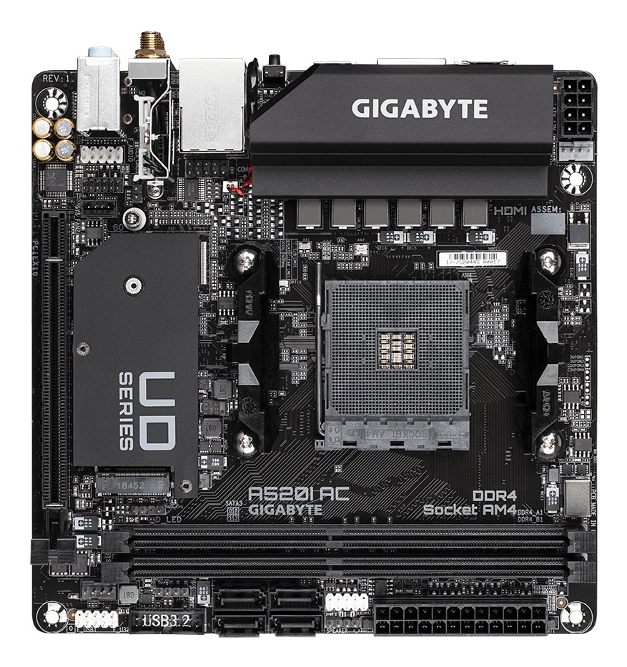 Gigabyte A520I AC Scheda Madre AMD A520 Socket AM4 Mini ITX - Supporta fino a 64 GB DDR4 e processori AMD Ryzen