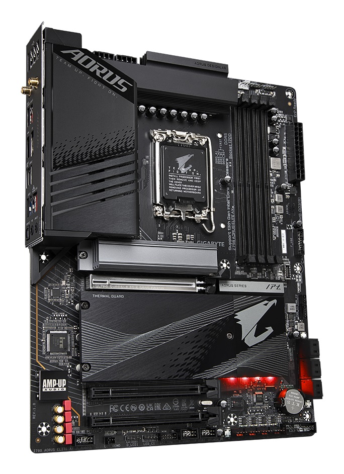 GIGABYTE Z790 AORUS ELITE AX Scheda Madre ATX LGA 1700 - Supporta CPU Intel di 14a generazione, DDR5 fino a 7600MHz (OC), 16 2 1 fasi VRM, 4x PCIe 4.0 M.2, Wi-Fi 6E, LAN 2.5GbE, USB 3.2 Gen 2x2