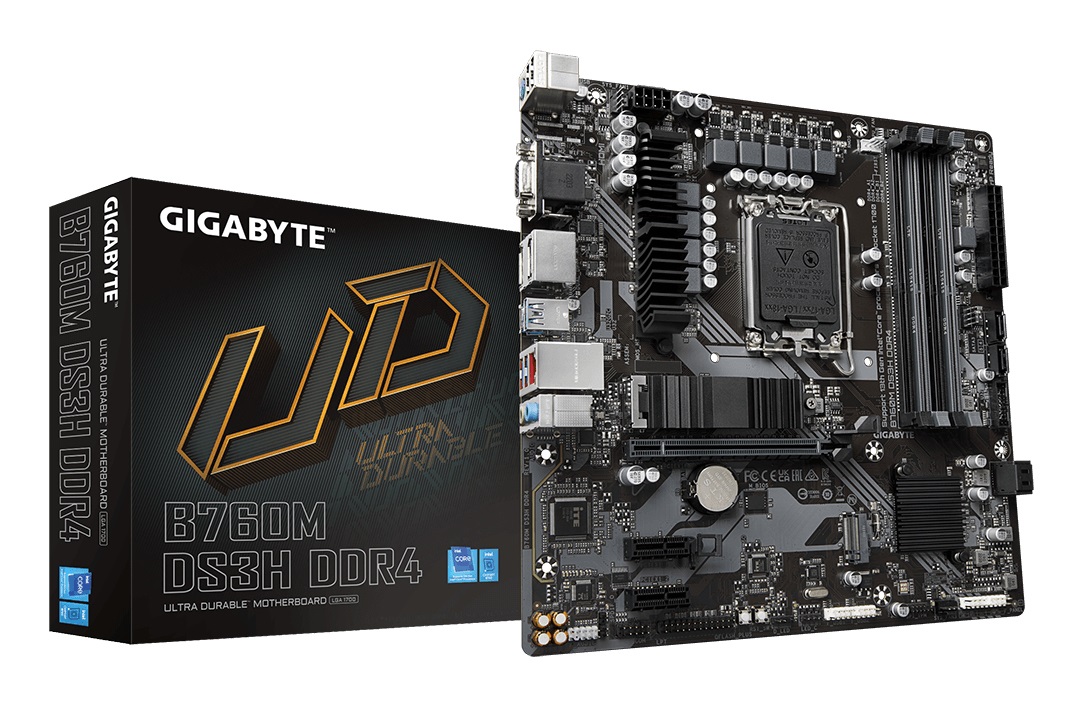 GIGABYTE B760M DS3H DDR4 Scheda Madre LGA 1700 Micro ATX con Supporto per Intel Core di 12a e 13a Generazione, 4x DDR4, HDMI, DisplayPort, RAID e USB 3.2