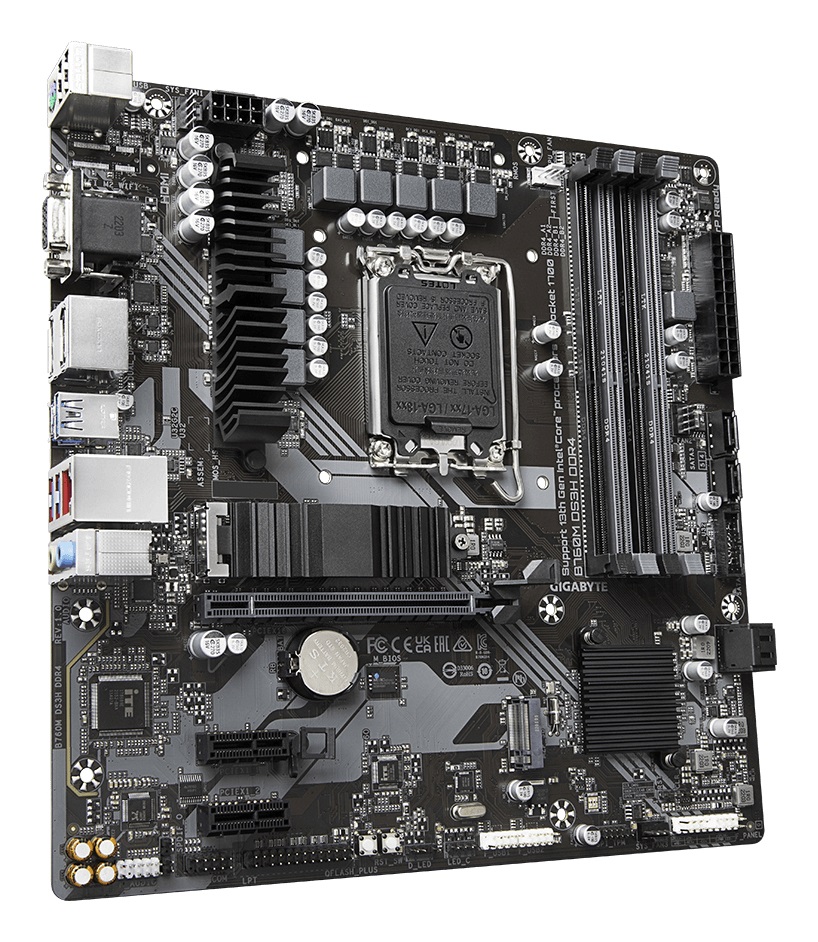 GIGABYTE B760M DS3H DDR4 Scheda Madre LGA 1700 Micro ATX con Supporto per Intel Core di 12a e 13a Generazione, 4x DDR4, HDMI, DisplayPort, RAID e USB 3.2