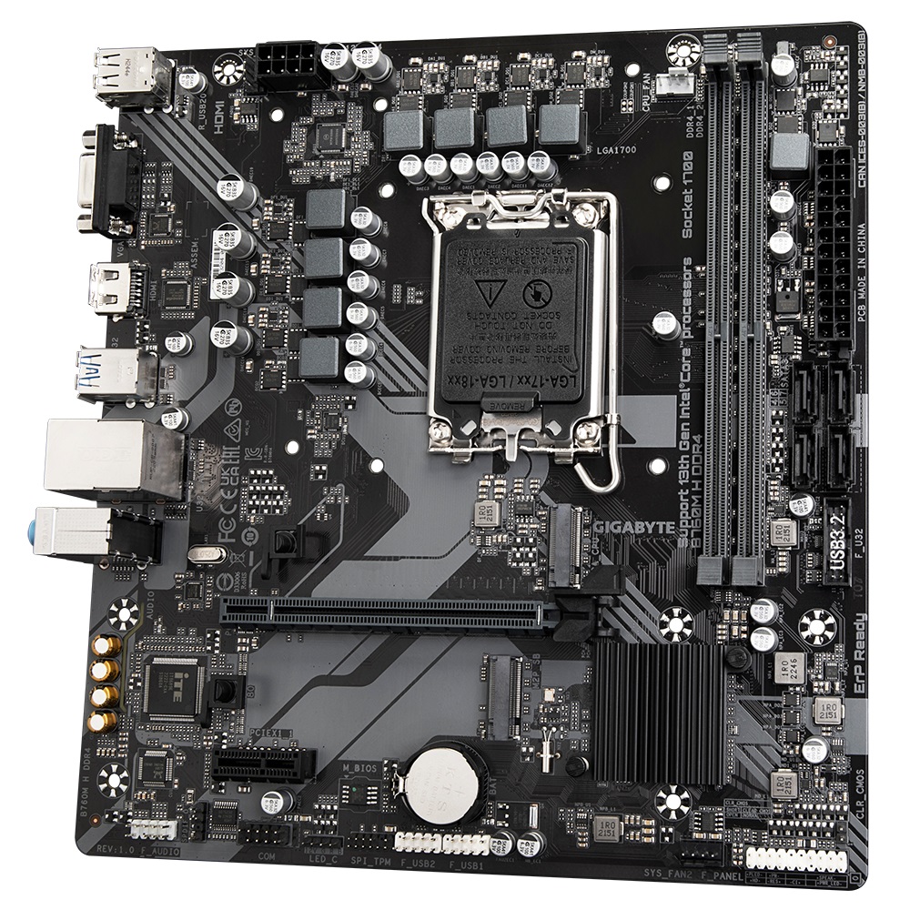 GIGABYTE B760M H DDR4 Scheda Madre - LGA 1700, Supporto CPU Intel Core 14a/13a/12a, 6 1 1 Fasi VRM, fino a 64 GB DDR4, 3200MHz (OC), 2x PCIe 4.0 M.2, GbE LAN, USB 3.2 Gen1