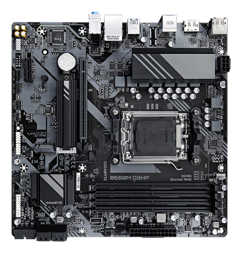 GIGABYTE B650M D3HP Scheda madre AM5 - Supporta DDR5 fino a 7600 MHz (OC), VRM a 5 2 2 fasi, 2x PCIe 4.0 M.2, LAN 2,5 GbE, USB 3.2 Gen 1