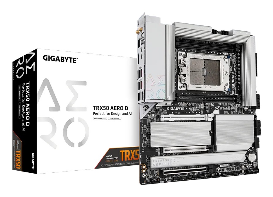 GIGABYTE TRX50 AERO D Scheda Madre ATX - Supporta AMD Ryzen Threadripper 9000 Series, Socket sTR5, DDR5 fino a 7800MHz (OC), 16 8 4 Fasi VRM Digitali, 3xPCIe 5.0 1xPCIe 4.0 M.2, Wi-Fi 7, 10GbE LAN, USB4