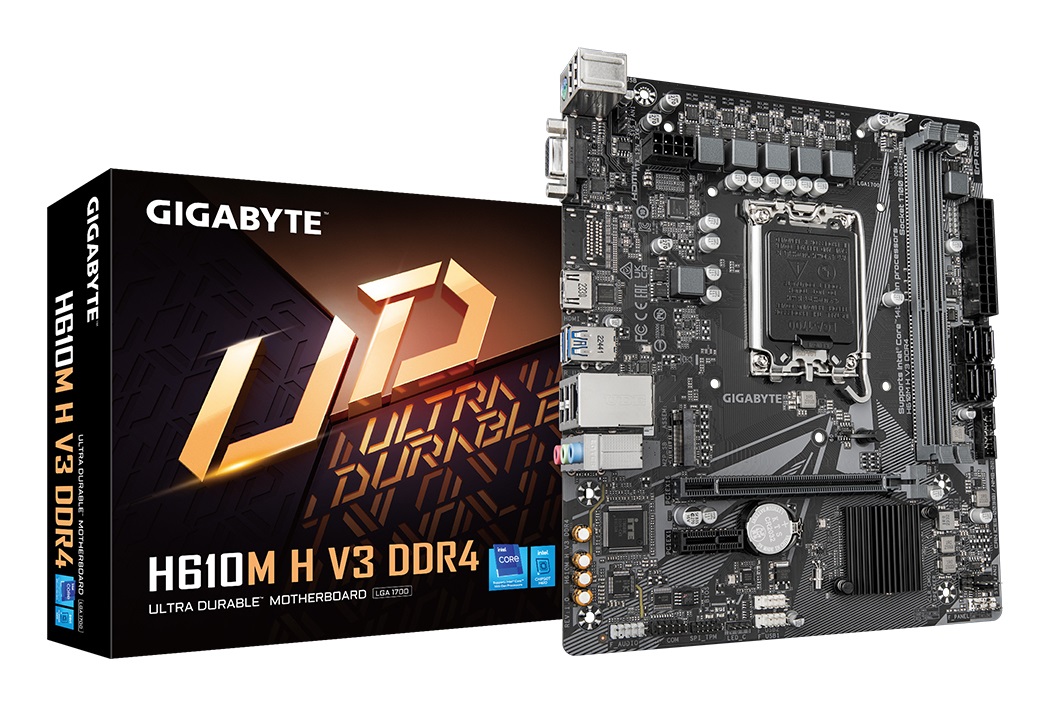 Gigabyte H610M H V3 DDR4 Scheda Madre Intel H610 Express LGA 1700 Micro ATX - Supporta CPU Intel Core 14, Fino a 3200 MHz, 4 1 1 Fasi VRM, 1x PCIe 3.0 M.2, GbE LAN, USB 3.2 Gen 1