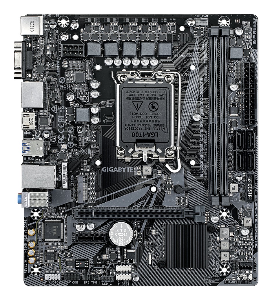 Gigabyte H610M S2H V3 DDR4 Scheda Madre Intel H610 Express LGA 1700 Micro ATX - Supporta CPU Intel Core 14th, Fino a 3200MHz DDR4, 1x PCIe 3.0 M.2, USB 3.2 Gen 1, GbE LAN