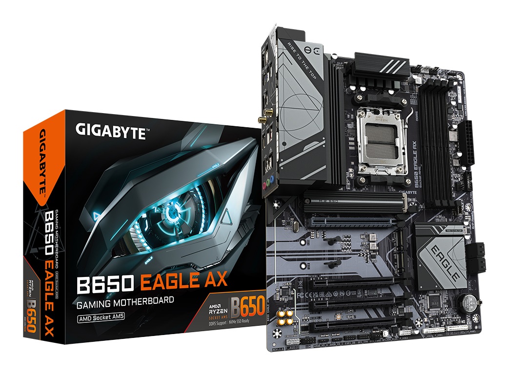 GIGABYTE B650 EAGLE AX Scheda Madre ATX - Socket AM5, Supporta AMD Ryzen 7000/8000/9000, VRM 12 2 2, Fino a 7600 MHz DDR5 (OC), 3x M.2 (1x PCIe 5.0 2x PCIe 4.0), LAN GbE, WiFi 6E, USB 3.2 Gen 2