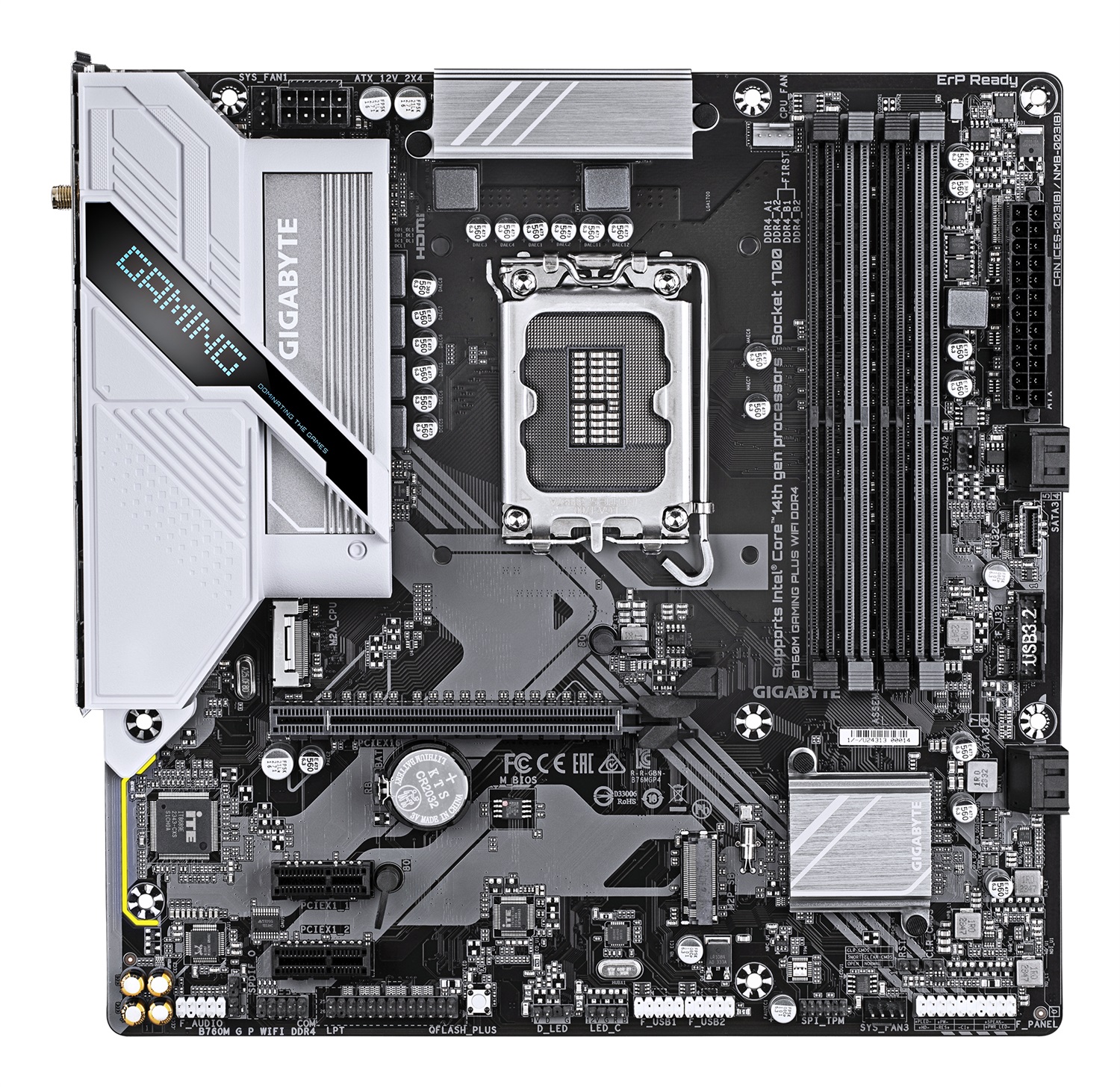 GIGABYTE B760M GAMING PLUS WIFI DDR4 Scheda madre - LGA 1700, Supporta CPU Intel Core di 14a generazione, VRM a 4 1 1 fasi, fino a 5333 MHz DDR4 (OC), 2x PCIe 4.0 M.2, Wi-Fi 6, LAN 1 GbE, USB 3.2 Gen 1