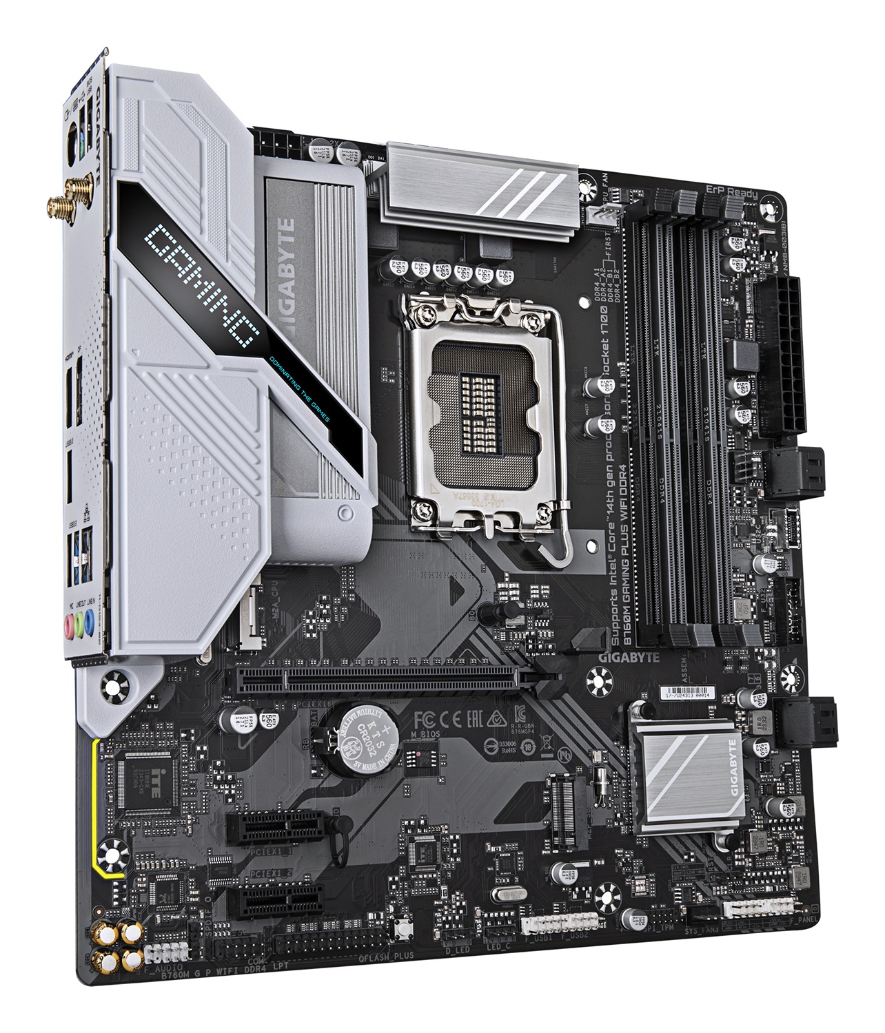 GIGABYTE B760M GAMING PLUS WIFI DDR4 Scheda madre - LGA 1700, Supporta CPU Intel Core di 14a generazione, VRM a 4 1 1 fasi, fino a 5333 MHz DDR4 (OC), 2x PCIe 4.0 M.2, Wi-Fi 6, LAN 1 GbE, USB 3.2 Gen 1