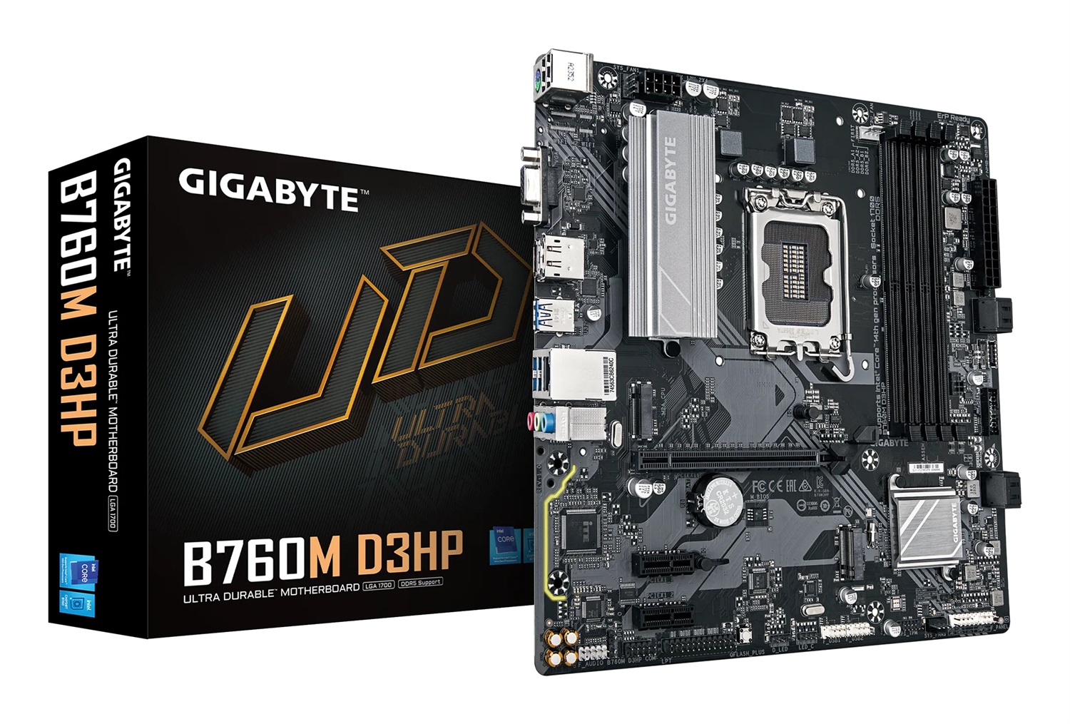 GIGABYTE B760M D3HP Scheda Madre micro ATX LGA 1700 - Supporta CPU Intel di 14ª Generazione, DDR5 fino a 5600 MHz, VRM 4 1 1, 2x PCIe 4.0 M.2, LAN GbE, USB 3.2 Gen 1