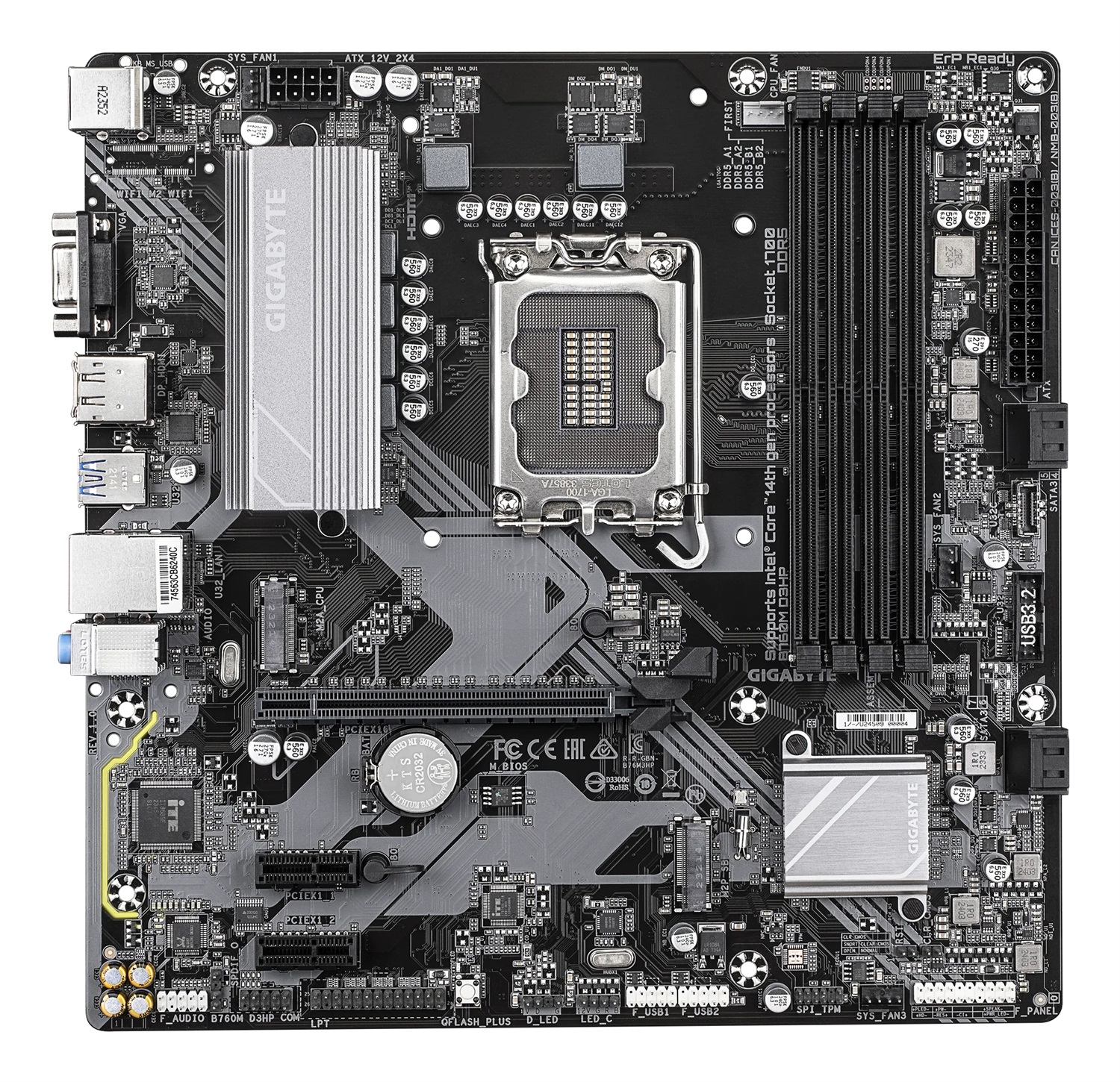 GIGABYTE B760M D3HP Scheda Madre micro ATX LGA 1700 - Supporta CPU Intel di 14ª Generazione, DDR5 fino a 5600 MHz, VRM 4 1 1, 2x PCIe 4.0 M.2, LAN GbE, USB 3.2 Gen 1