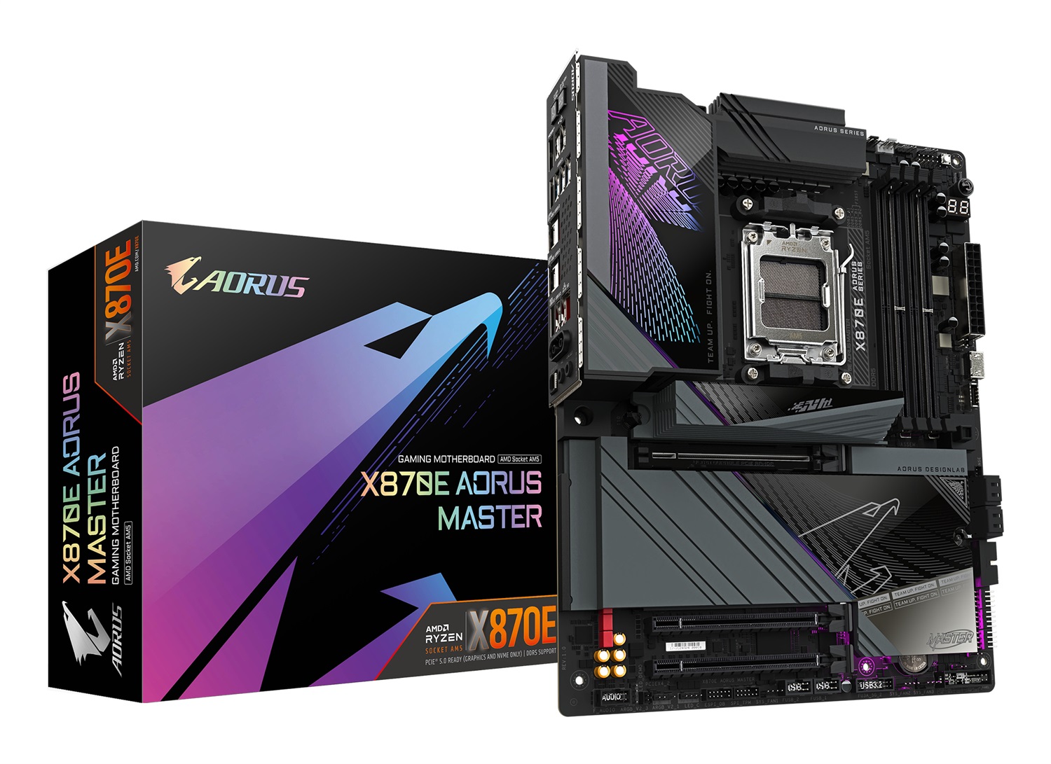 GIGABYTE X870E AORUS MASTER Scheda Madre - Socket AM5, Supporta CPU AMD Ryzen 9000, 16 2 2 Fasi VRM Digitali, Fino a 8600MHz DDR5 (OC), 3xPCIe 5.0 1xPCIe 4.0, Wi-Fi 7, LAN 5GbE, USB 4