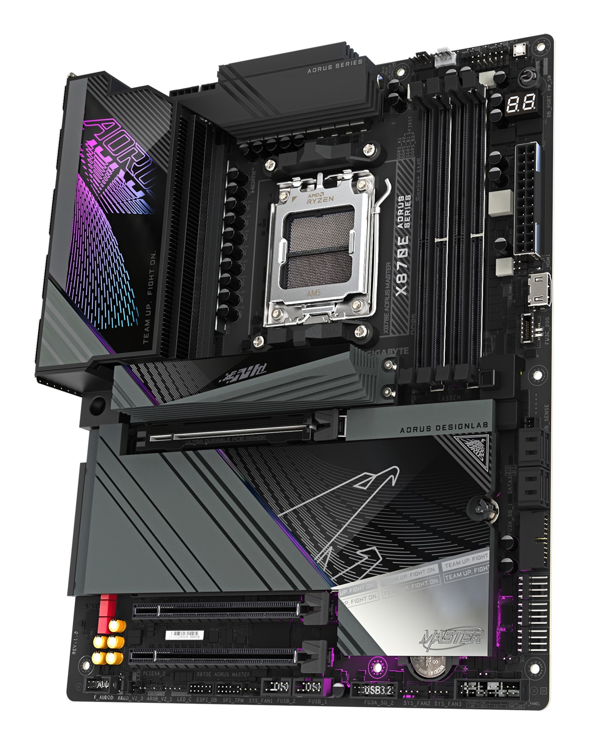 GIGABYTE X870E AORUS MASTER Scheda Madre - Socket AM5, Supporta CPU AMD Ryzen 9000, 16 2 2 Fasi VRM Digitali, Fino a 8600MHz DDR5 (OC), 3xPCIe 5.0 1xPCIe 4.0, Wi-Fi 7, LAN 5GbE, USB 4