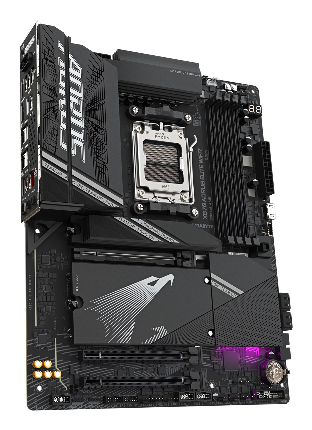 GIGABYTE X870 AORUS ELITE WIFI7 Scheda Madre AM5 - Supporta CPU AMD Ryzen 9000, 16 2 2 fasi VRM, fino a 8000MHz DDR5 (OC), 4xPCIe 5.0, Wi-Fi 7, LAN 2.5GbE, USB 4