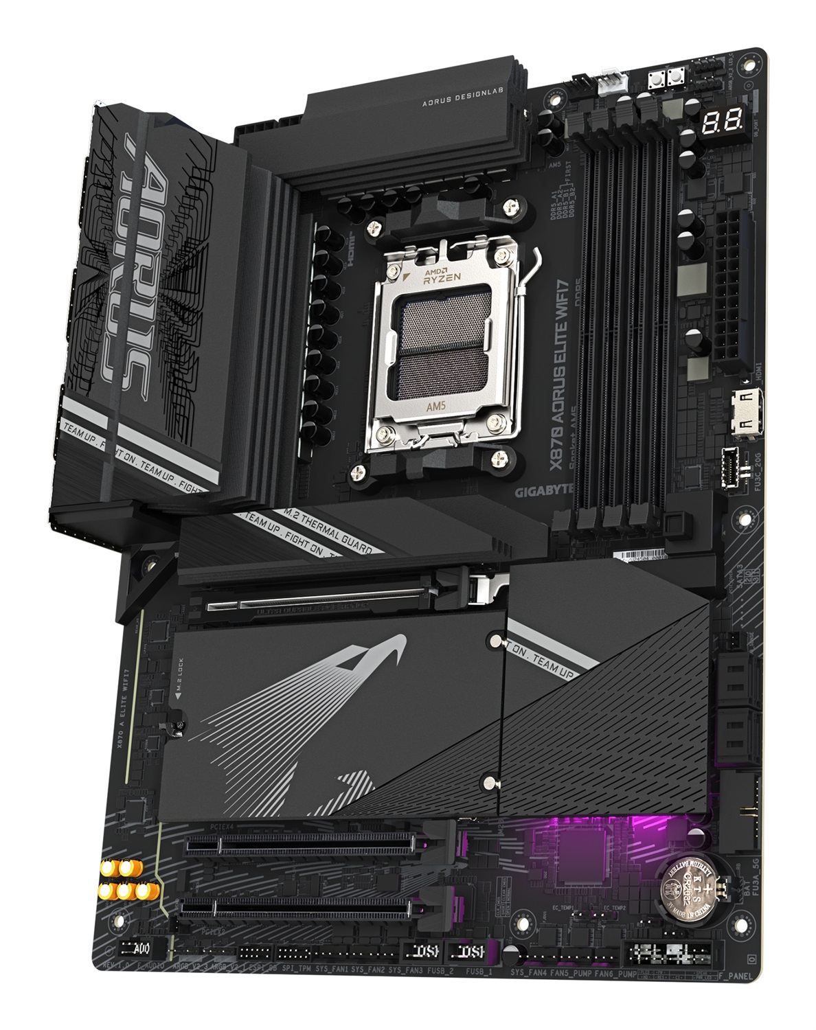 GIGABYTE X870 AORUS ELITE WIFI7 Scheda Madre AM5 - Supporta CPU AMD Ryzen 9000, 16 2 2 fasi VRM, fino a 8000MHz DDR5 (OC), 4xPCIe 5.0, Wi-Fi 7, LAN 2.5GbE, USB 4