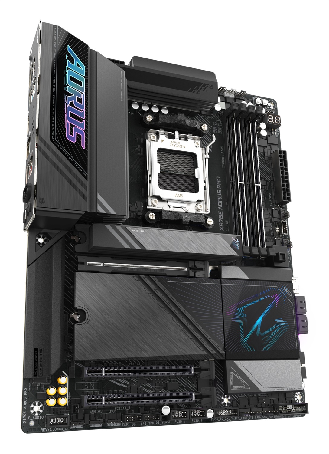 GIGABYTE X870E AORUS PRO Scheda Madre - Supporta CPU AMD Ryzen 9000, Socket AM5, 16 2 2 fasi VRM digitali, fino a 8000MHz DDR5 (OC), 3xPCIe 5.0 4xM.2, Wi-Fi 7, LAN 2.5GbE, USB 4