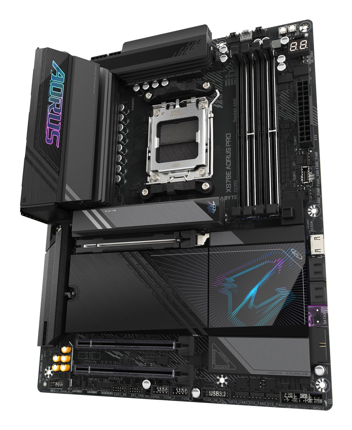 GIGABYTE X870E AORUS PRO Scheda Madre - Supporta CPU AMD Ryzen 9000, Socket AM5, 16 2 2 fasi VRM digitali, fino a 8000MHz DDR5 (OC), 3xPCIe 5.0 4xM.2, Wi-Fi 7, LAN 2.5GbE, USB 4