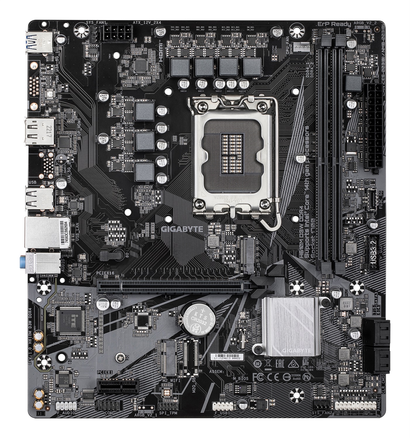 GIGABYTE H610M D3W Scheda Madre Micro ATX LGA 1700 con supporto per CPU Intel Core fino alla 14a generazione e DDR4 fino a 3200 MHz